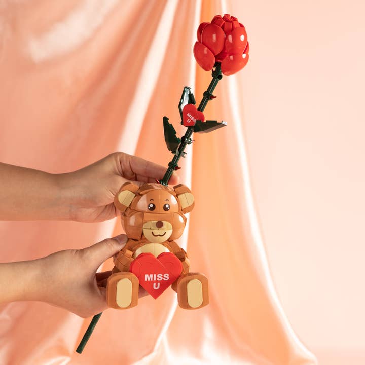 Brickcraft - Wholesale Building Set - Kids - Bricktanicals Red Long Stem Rose Brick Building Set6