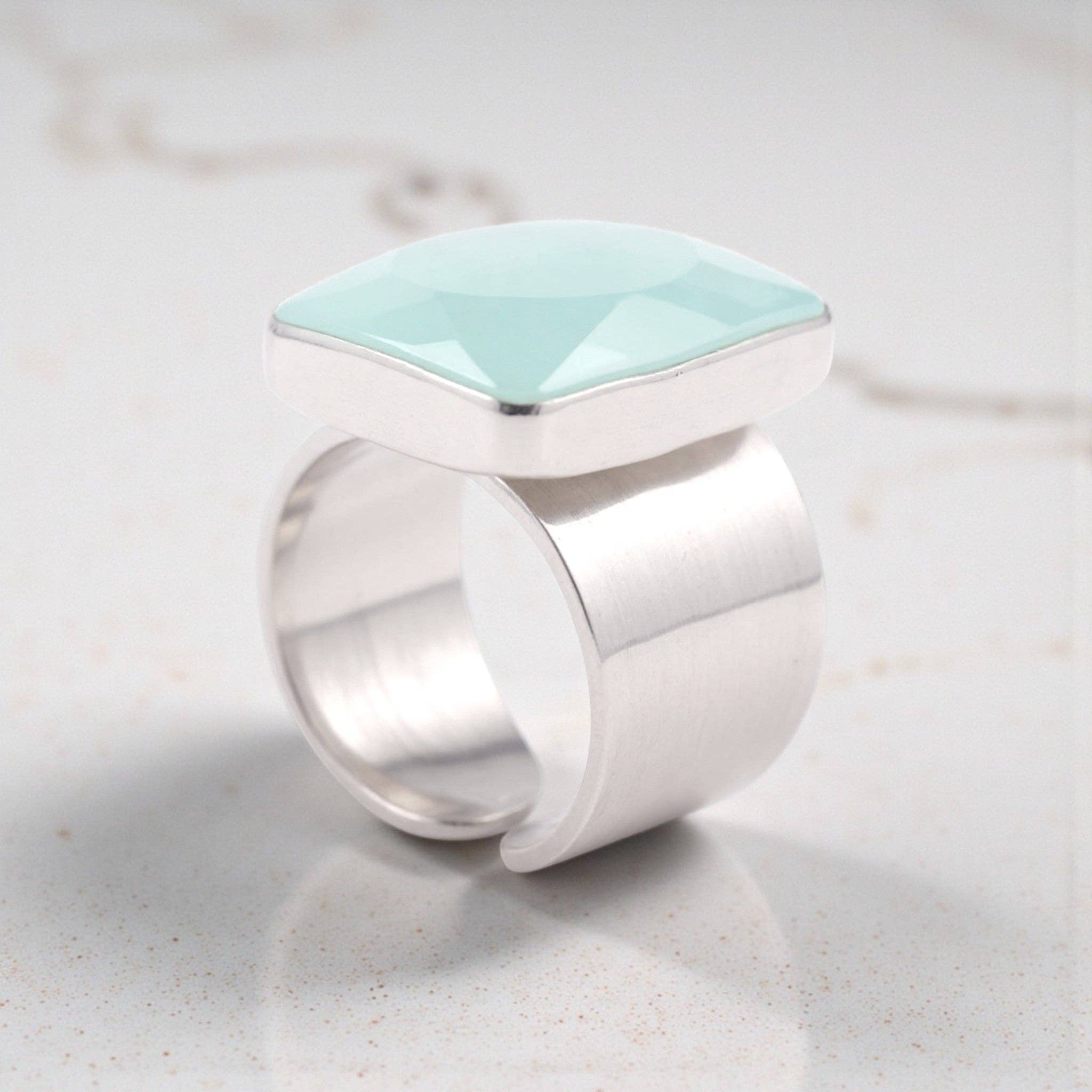 J + I Jewelry - Wholesale Cocktail/Statement Ring - Aqua Chalcedony Sterling Solitaire Ring4