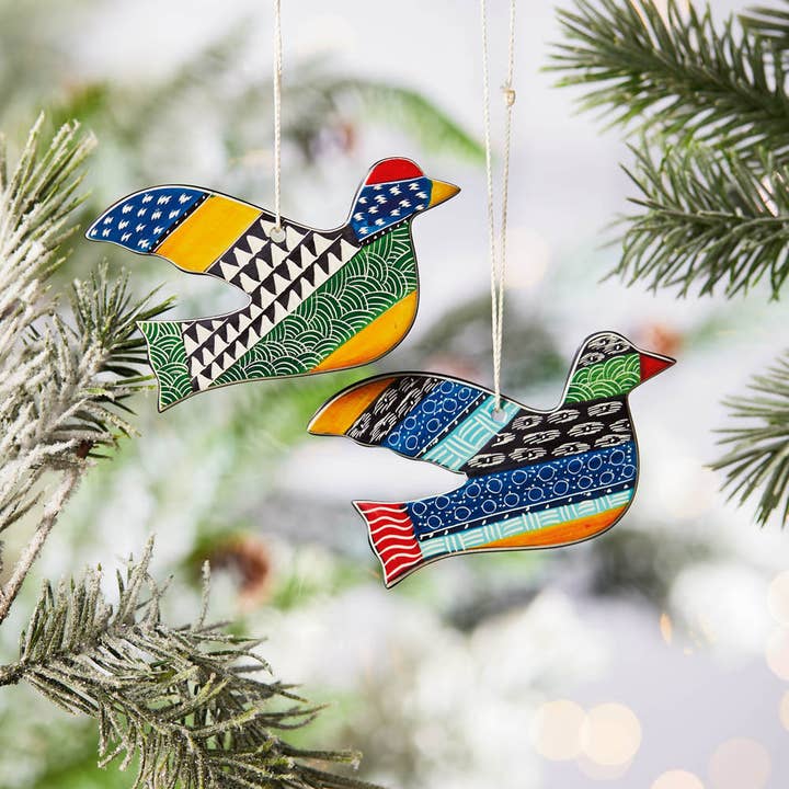 SERRV International - Wholesale Ornament Set - Soapstone Turtle Dove Ornaments - Set of 2