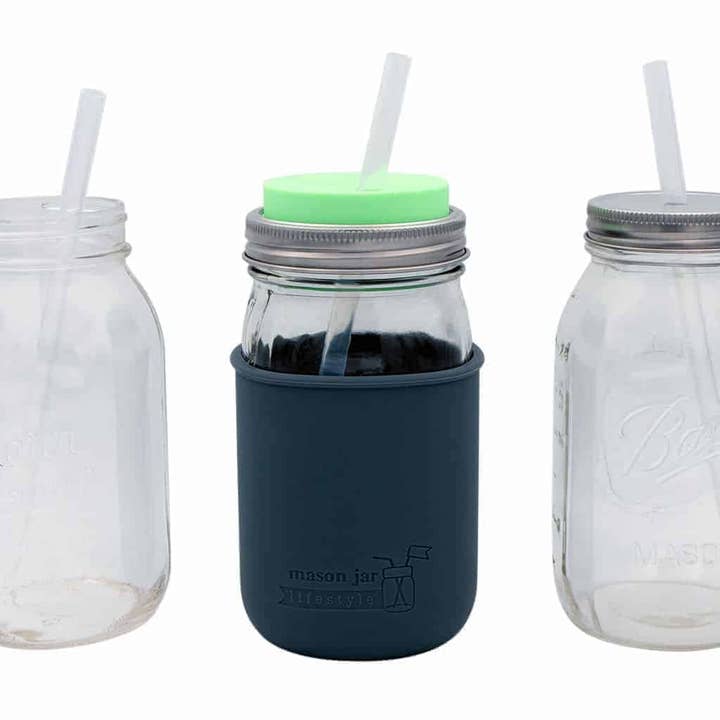 Long Silicone Reusable Straws for Quart or Pint & Half Mason Jars 6 Pack for wholesale by Mason Jar Lifestyle