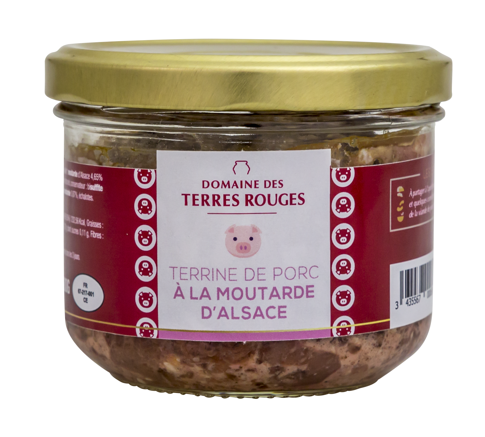 DOMAINE DES TERRES ROUGES - Wholesale Preserves - Pork terrine with Alsace mustard 180g0