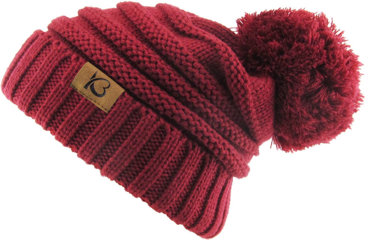 KBETHOS – Großhandel Beanie – Damen – Chunk Pom Pom Grobstrick-Mütze mit Zopfmuster und Rippenstrick46