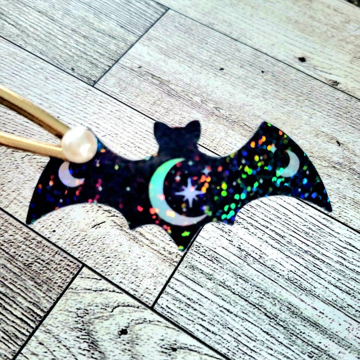 Holographic Bat Sticker, Glittery Bat Sticker, Glittery Stic for wholesale by Dashmonograms
