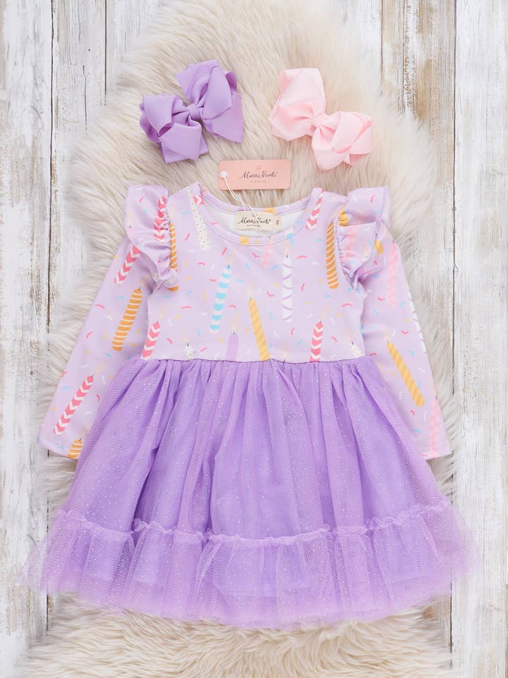 Birthday Girl's Candles Tulle Dress for wholesale by Marie Nicole Clothing