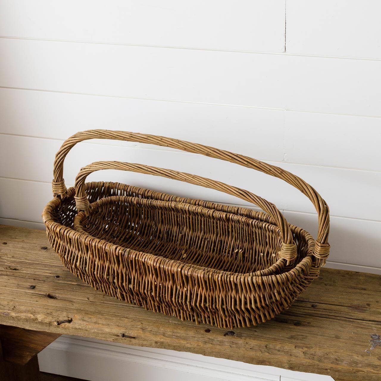 Audrey's Home & Gift - Wholesale Basket - Oval Wicker Baskets (Set Of 02)3