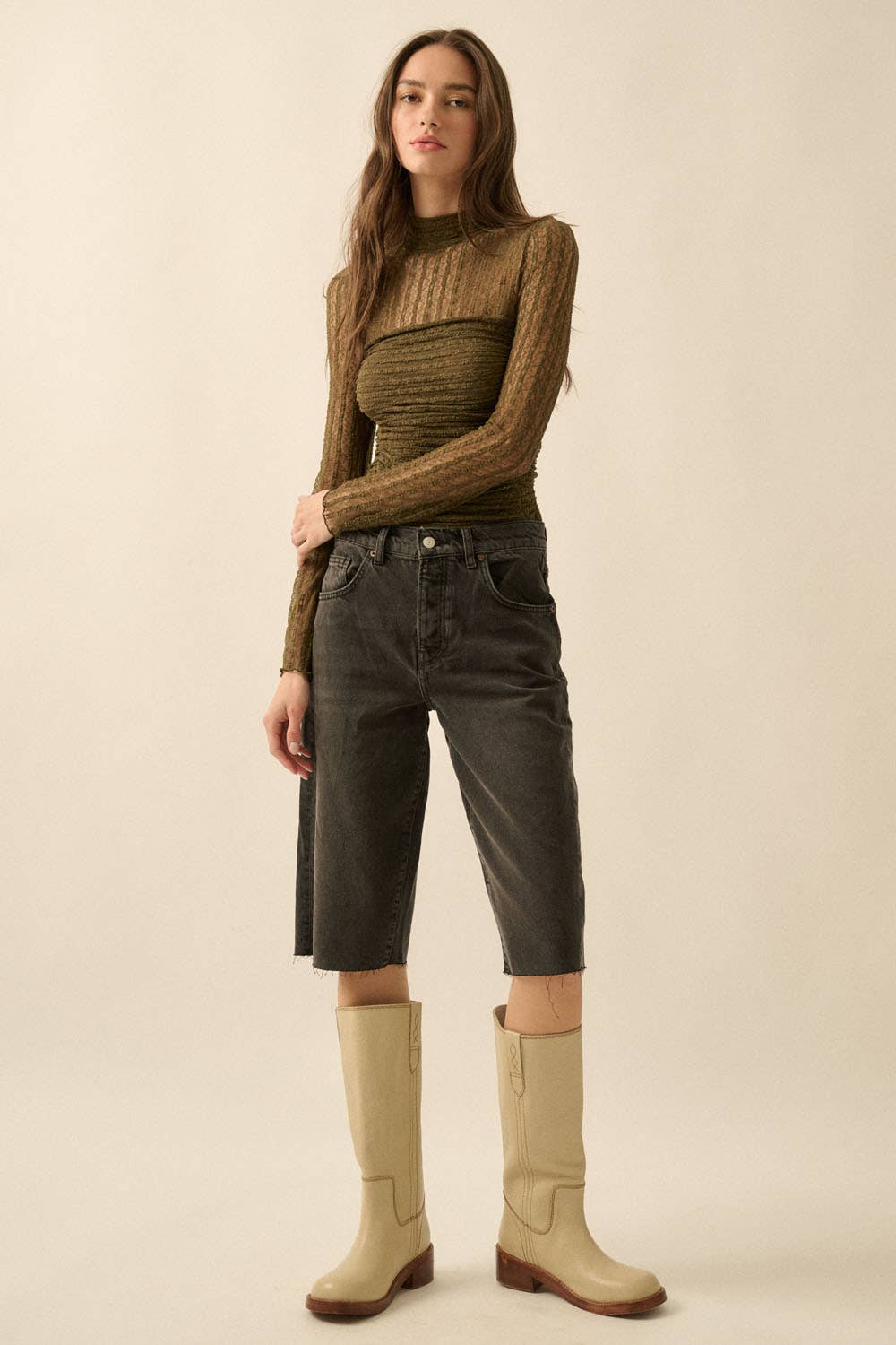 Promesa USA - Wholesale Bodysuit - Women's - Striped Floral Lace Ruched Mock-Neck Bodysuit33