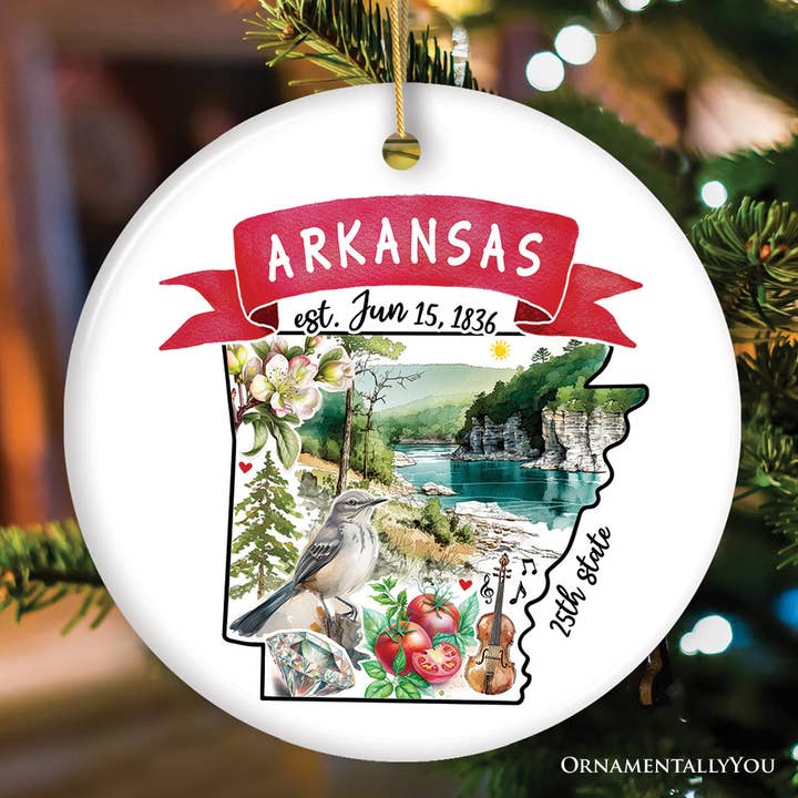 Artistic Arkansas State Themes Christmas Ornament for wholesale by OrnamentallyYou