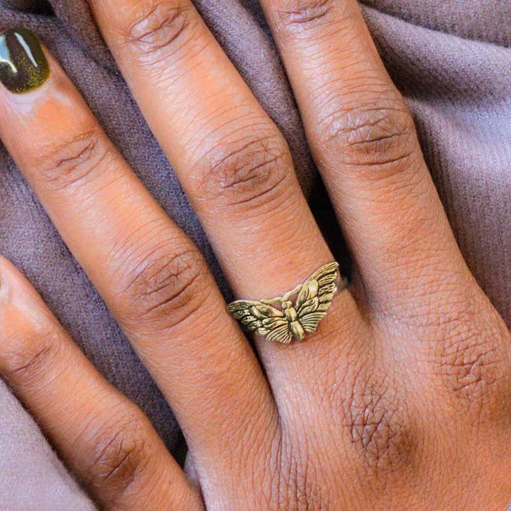 Nina Designs - Wholesale Cocktail/Statement Ring - Sterling Silver or Bronze Butterfly Moth Ring