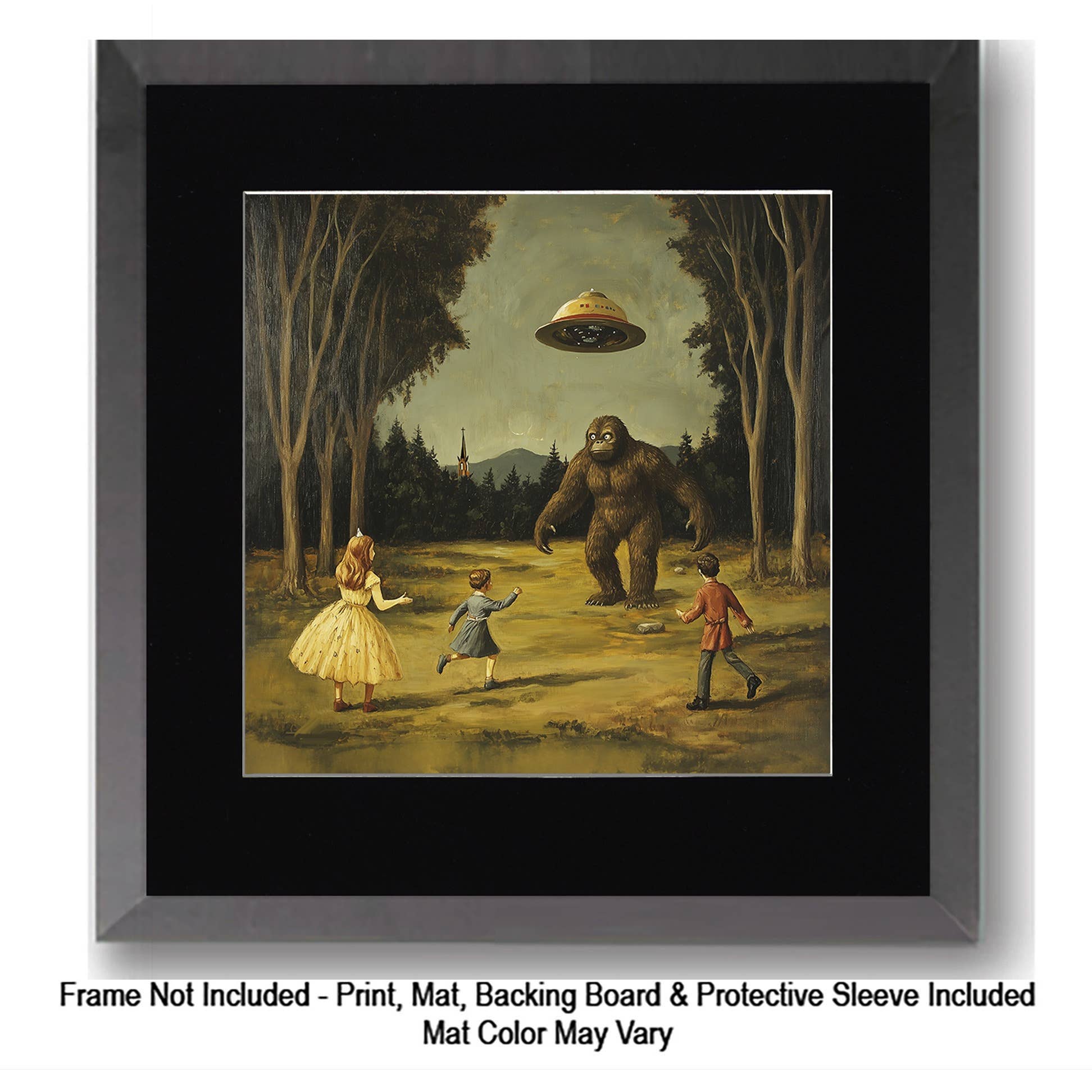 Mowbi - Vendita all'ingrosso Stampa artistica - Tipo Tosto, Bigfoot: Credi in Te Stesso - Stampe d'Arte di Criptidi - Stampe di Bigfoot – Opera d'Arte 8″x8″ in Passepartout 12″x12″24