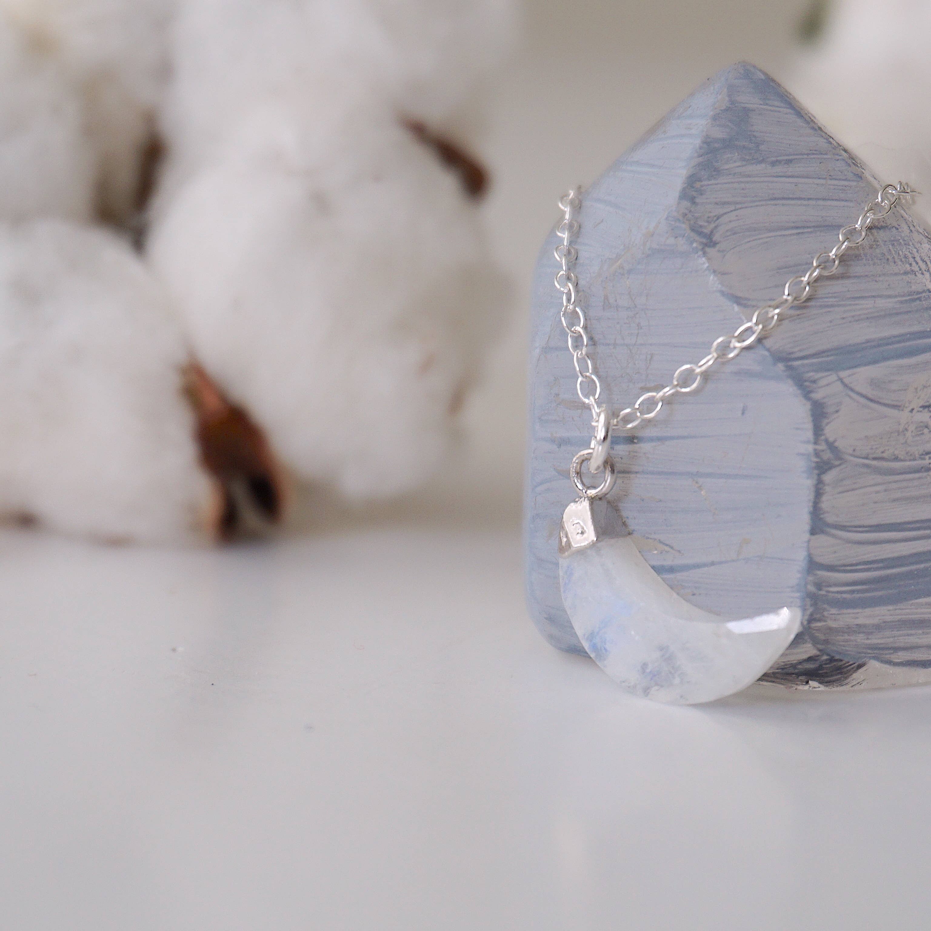 Raw Stone Elegance - Wholesale Pendant/Charm Necklace - Raw Rainbow Moonstone Moon Necklace, June Crystal Love Gifts2
