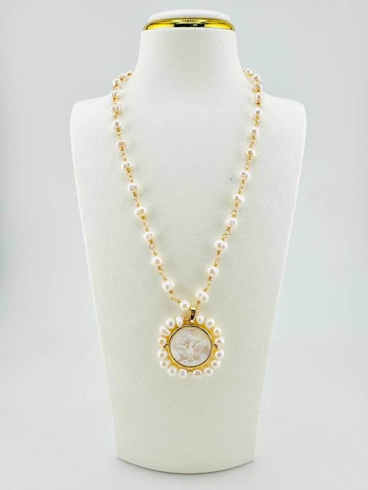 Holy Spirit real fresh water pearl necklace for wholesale by Bella Blu Designs