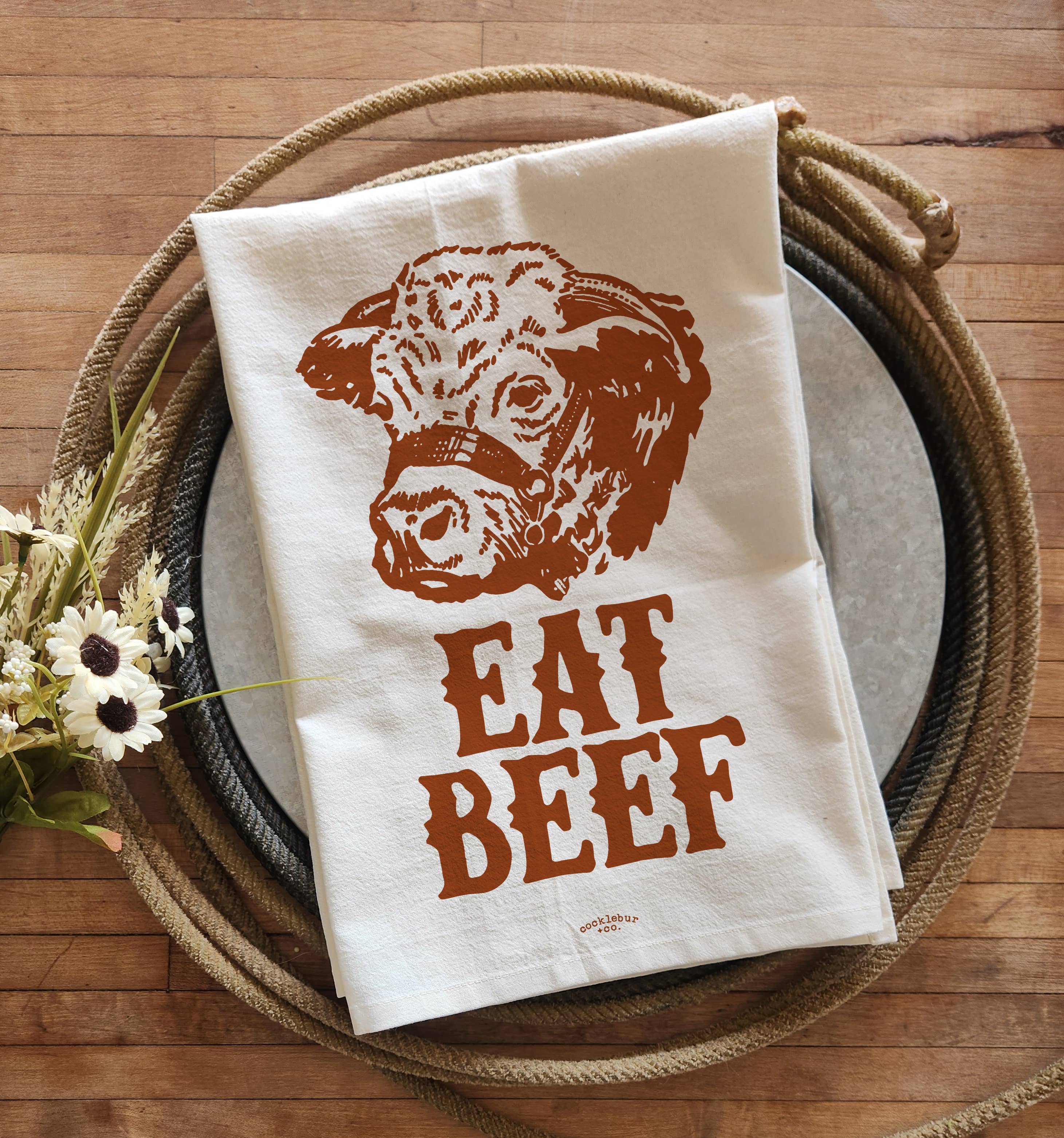Cocklebur & Co. - Wholesale Tea Towel - Eat Beef - Old Fashioned Tea Towel