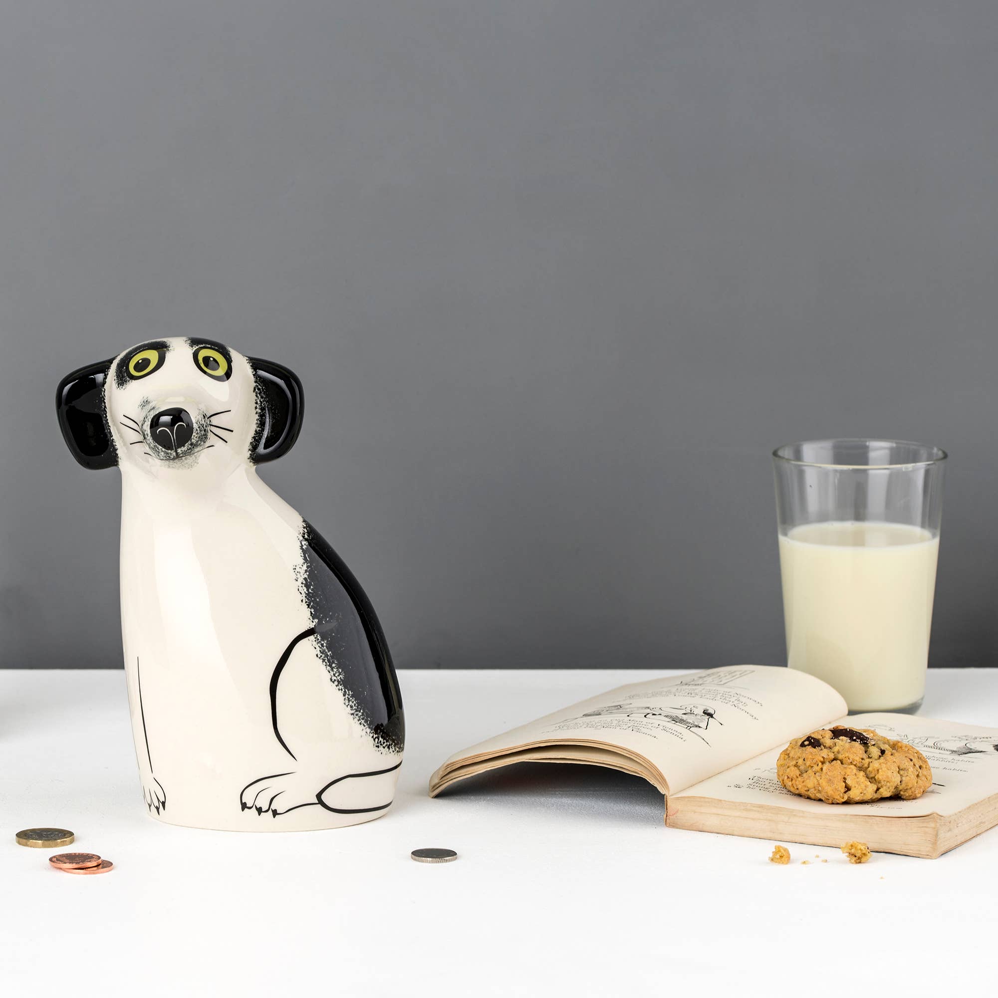 Hannah Turner Ltd - Vendita all'ingrosso Salvadanai - Salvadanaio in ceramica bianco e nero fatto a mano2