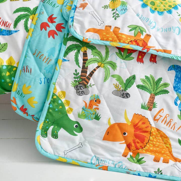 Manta acolchada Dinky Dinosaur para venta al por mayor de Happy Linen Company