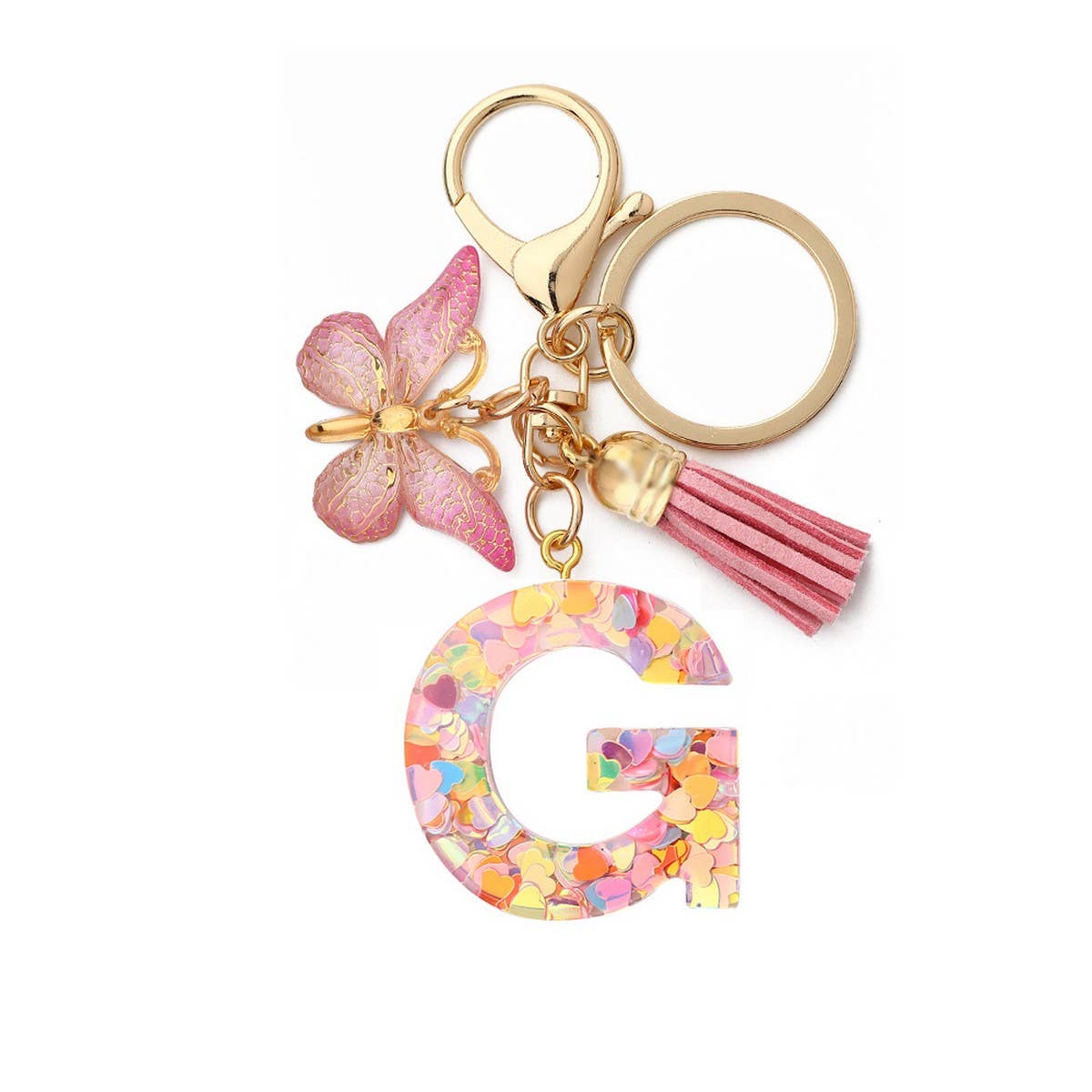 ACCITY - Wholesale Keychain - Women's - Glitter Resin Letter Butterfly Keychain_CWMM68666