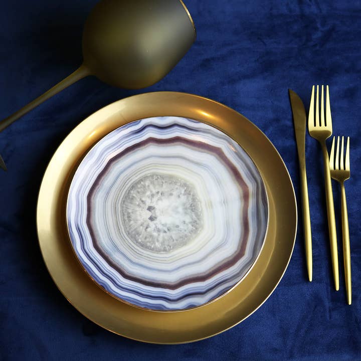 Little White Dish - Wholesale Salad Plate - Blue Agate Plate - Set of 43