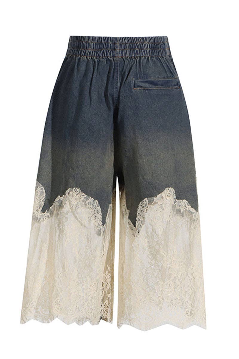 BLUE Lace-Trim Denim Short for wholesale on Faire2