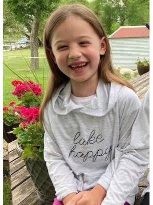 Lake Happy Youth Langarm-T-Shirt mit Kapuze, meliertes Logo-Logo für den Großhandel von Lake Happy