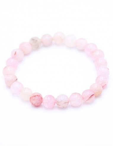 Rose Pulseira elástica de pedra mineral Quartzo Rosa para venda a revendedores na Faire1