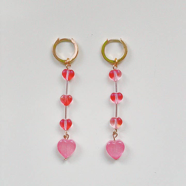 Lilly Glas Hjerte Ørering - Blå Lilla Rød Valentines for engroshandel hos Casa 184