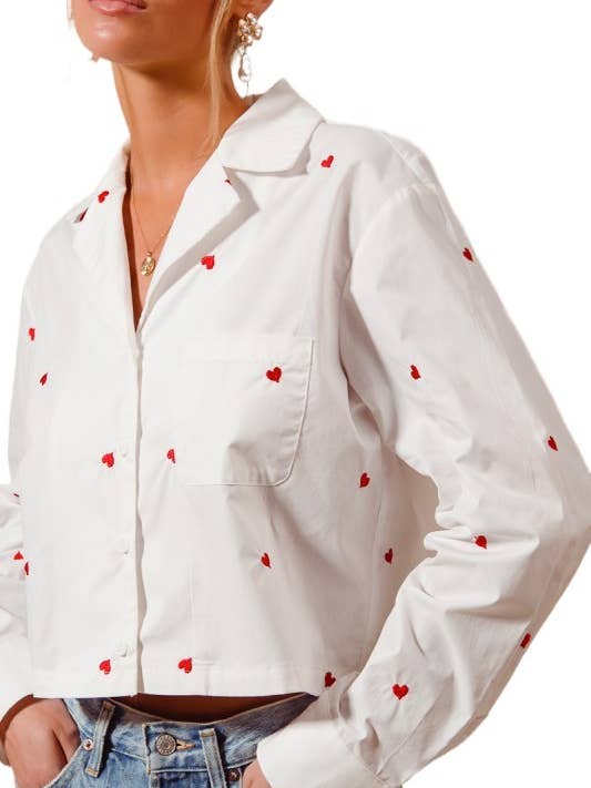 Overal Geborduurd Hart Valentijns T-shirt Top voor wholesale door Vanilla Monkey