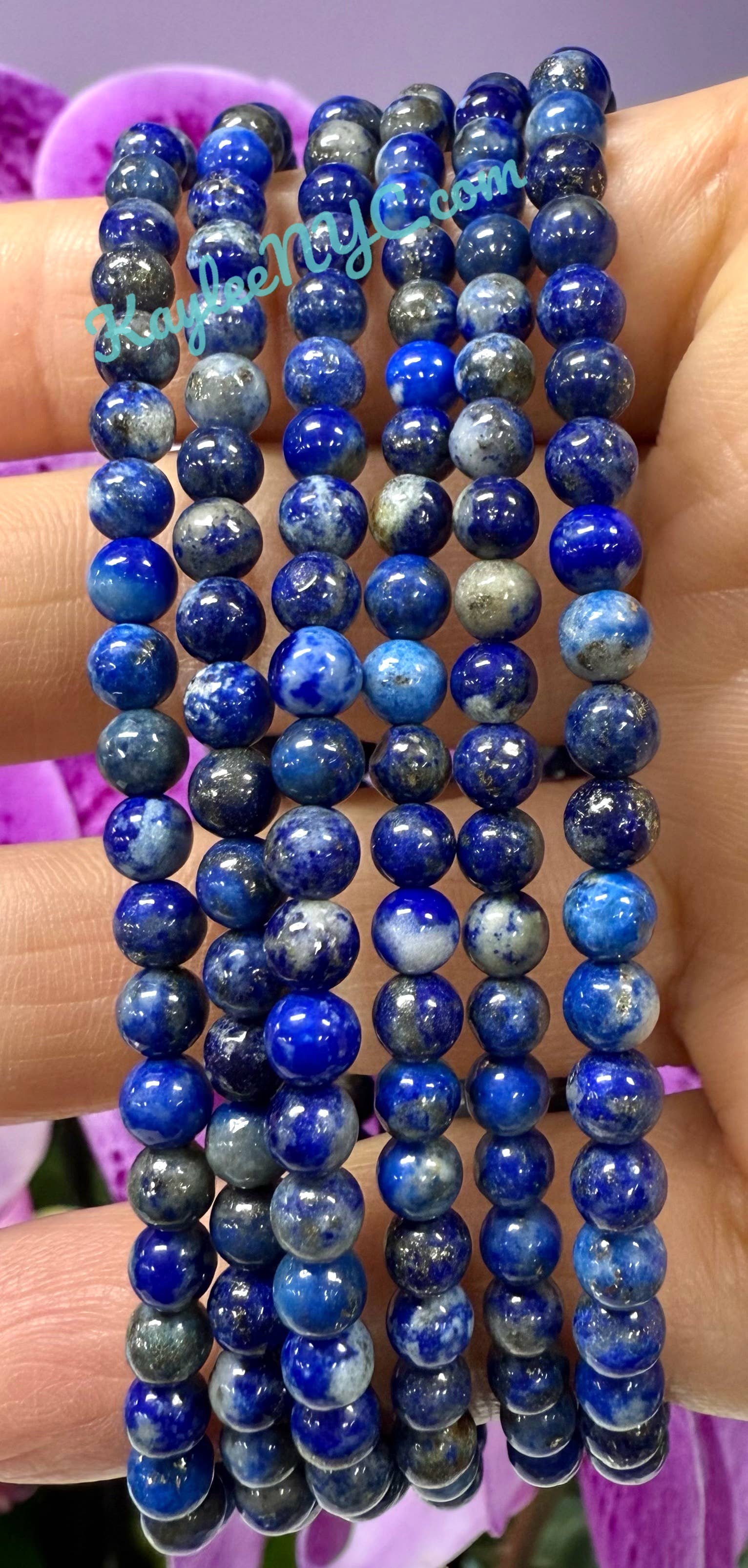 KayleeNYC - Wholesale Beaded Bracelet - Natural Lapis Lazuli 4mm 7.5” Crystal Healing Energy1