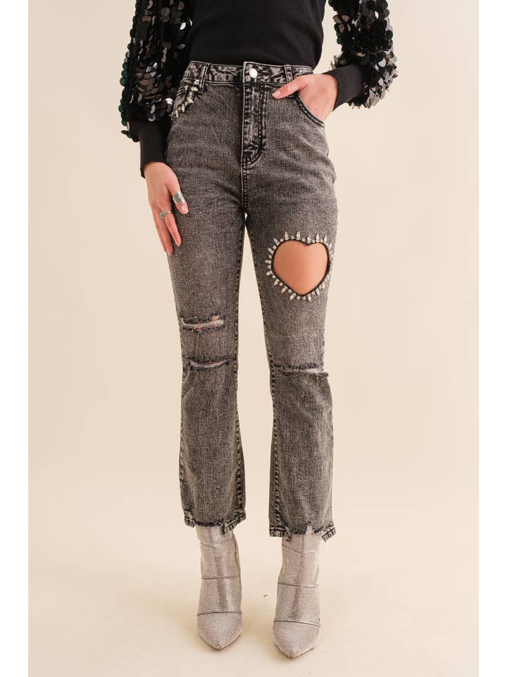 Blue B - Vendita all'ingrosso Jeans - Donna - 22300P - Jeans in denim elasticizzati con bottoni alla caviglia e bottoni a cuore12