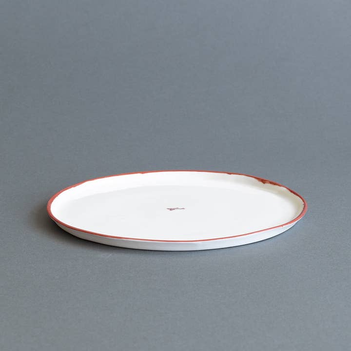 Hayden Youlley Design - Wholesale Dinner plate - Red Rim Ceramic Dinner Plate - Paper Series