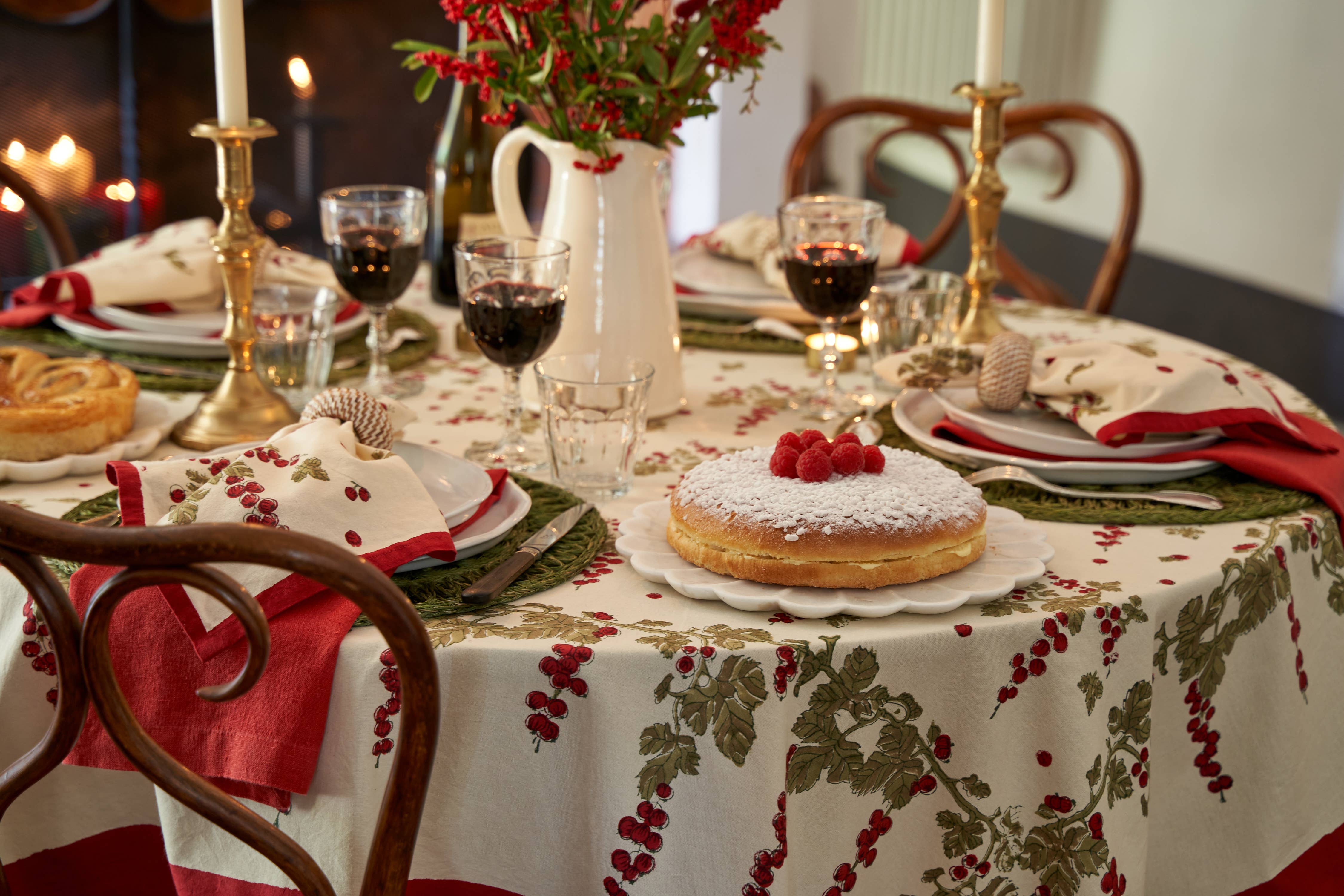 Couleur Nature - Wholesale Tablecloth - Gooseberry Red & Green | French Tablecloths15