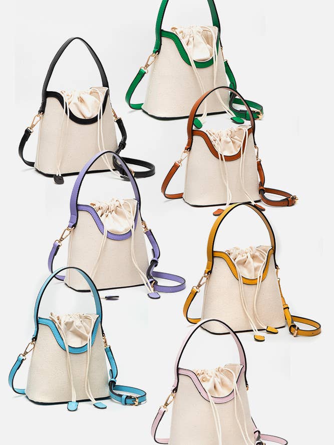 Bolso bandolera de lona tipo cartera con cordón para venta al por mayor de Hana