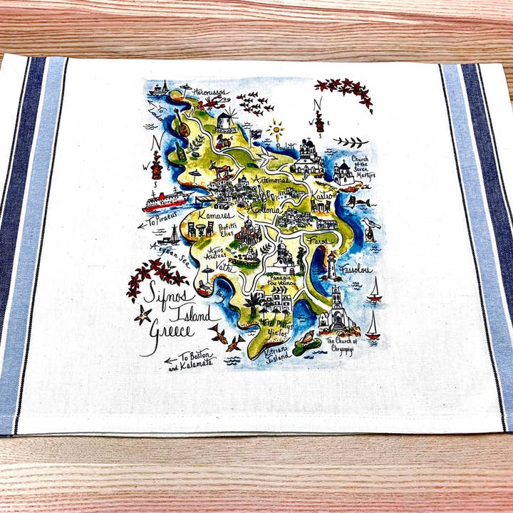 Strofinaccio in cotone a righe Sifnos Greece per la vendita all'ingrosso da parte di Gooseberry Designs