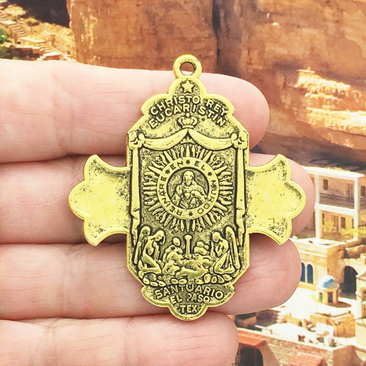 Treasure Island Jewelry - Wholesale Individual Charm/Pendant - 2 Spanish St Michael Charm Pendant Gold by TIJC SP1538