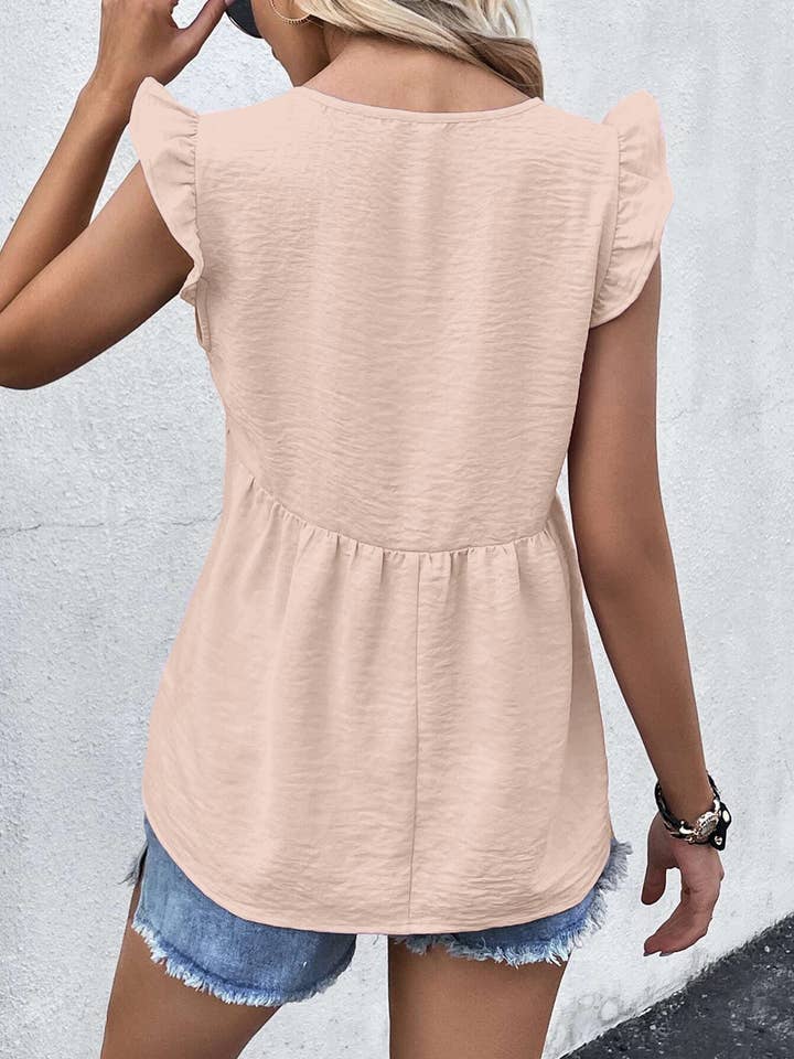 HIDDENBRAND - Wholesale Blouse - Women's - Ruffle Sleeve Summer Elegant T-Shirt