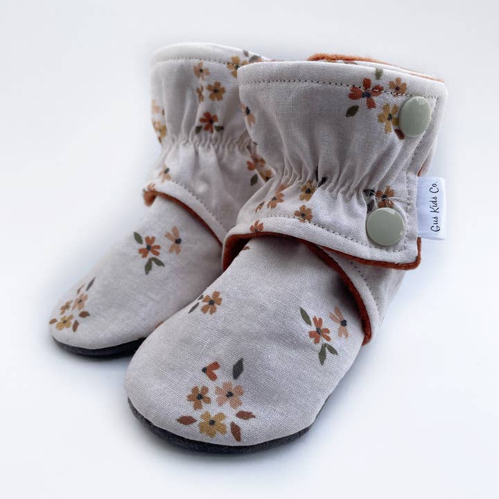 Dainty Fall Floral Baby Boots for wholesale by Gus Kids Co.