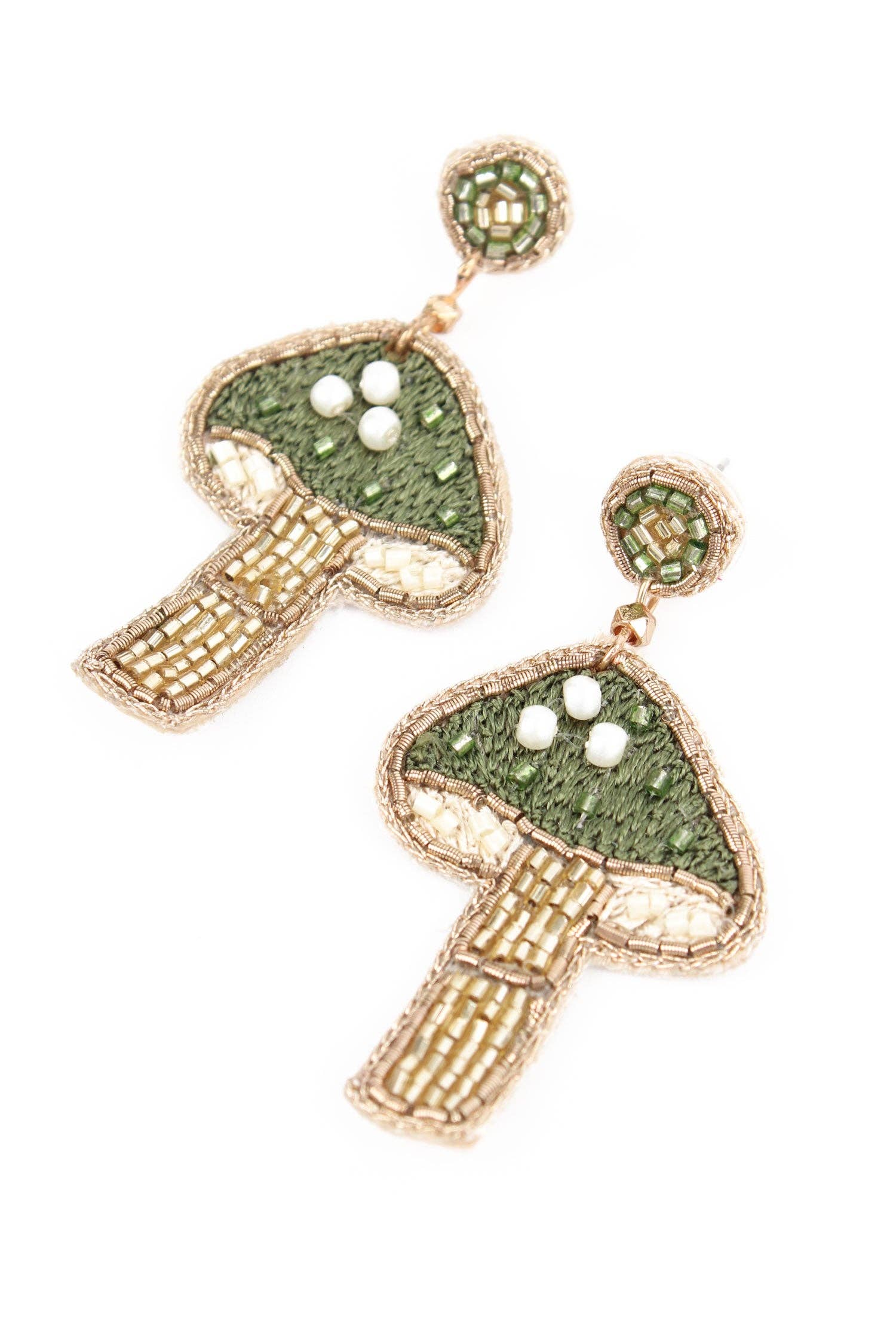 My Doris – wholesale Dangle earrings – GREEN MUSHROOM DROPS0