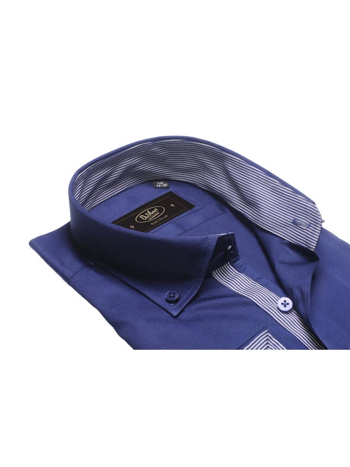 Long-sleeve Button Down Collar shirt | Navy Cotton for wholesale on Faire3