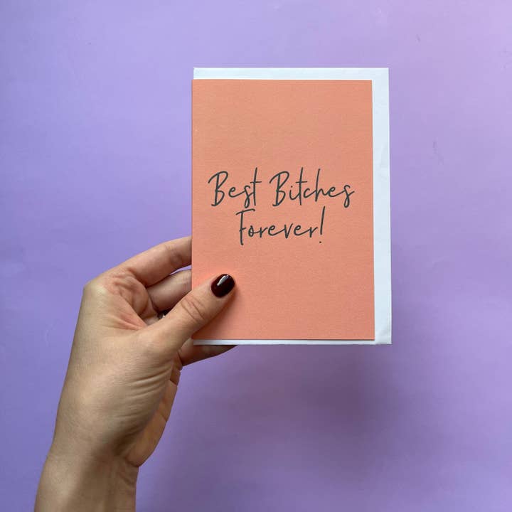 Best Bitches Friendship, Wordy Card for wholesale by Heather Alstead Design Ltd