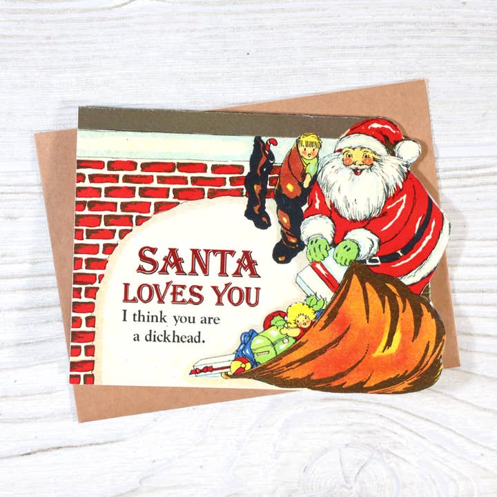 Bad Betty Greeting Co. - Wholesale Christmas Card - Santa Loves You - Adult Christmas Greeting Card1