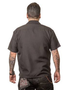 Steady Clothing - Wholesale Button Down Shirt - Men's - Leopard Panel Bowling Shirt in Black3