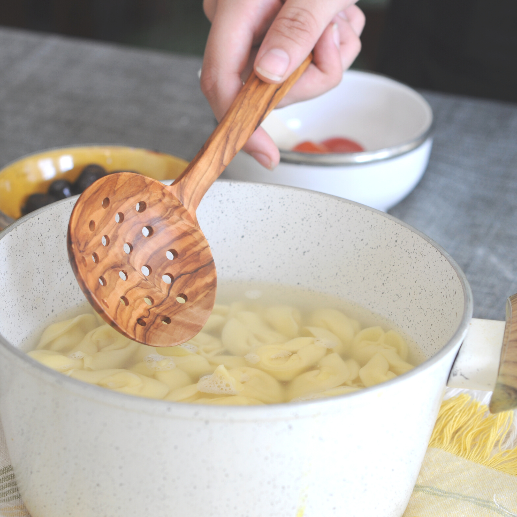 BeldiNest - Wholesale Kitchen Spoon - BeldiNest Large Olive Wood set of 2 Spoon and Strainer1