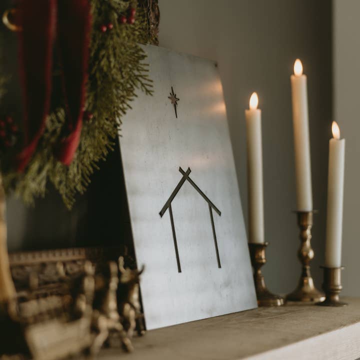 Keystone Steel Co. – wholesale Skylt – Julkrubba Julskylt Stål Väggdekor Skylt2