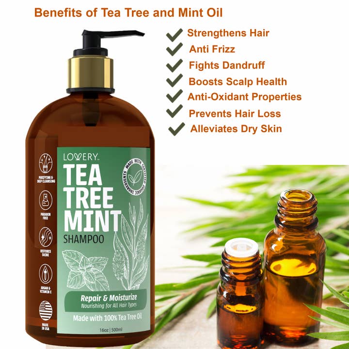 Lovery - Wholesale Hair Shampoo - Tea Tree Mint Shampoo, Made in USA, 16 oz.6