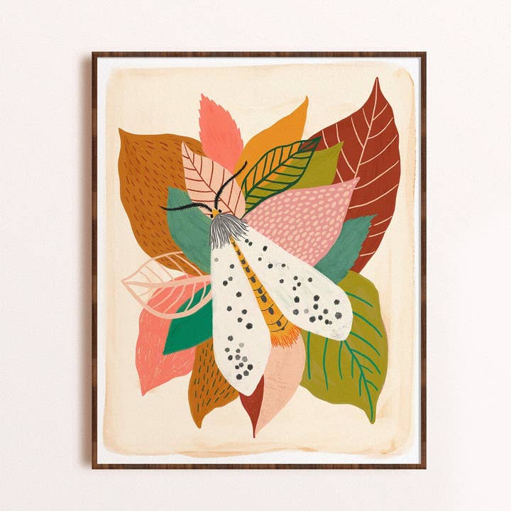 Moth with Leaves - Art Print for wholesale by Dream Folk Studio