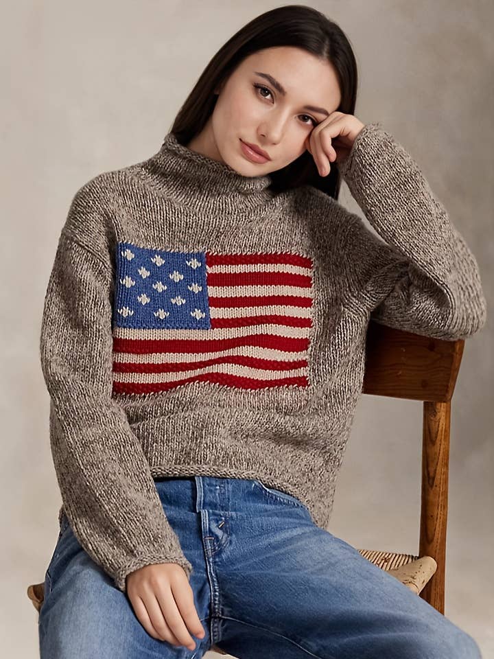 American Flag Turtleneck Sweater for wholesale by BELLISSIMA FASHION