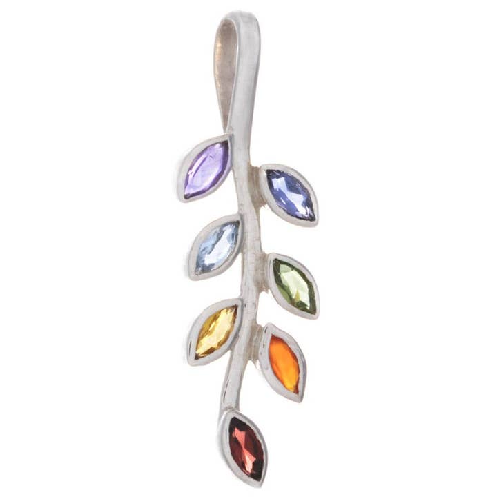 Leaves Chakra Pendant w/ Semi-Precious Stones for wholesale by Kheops International