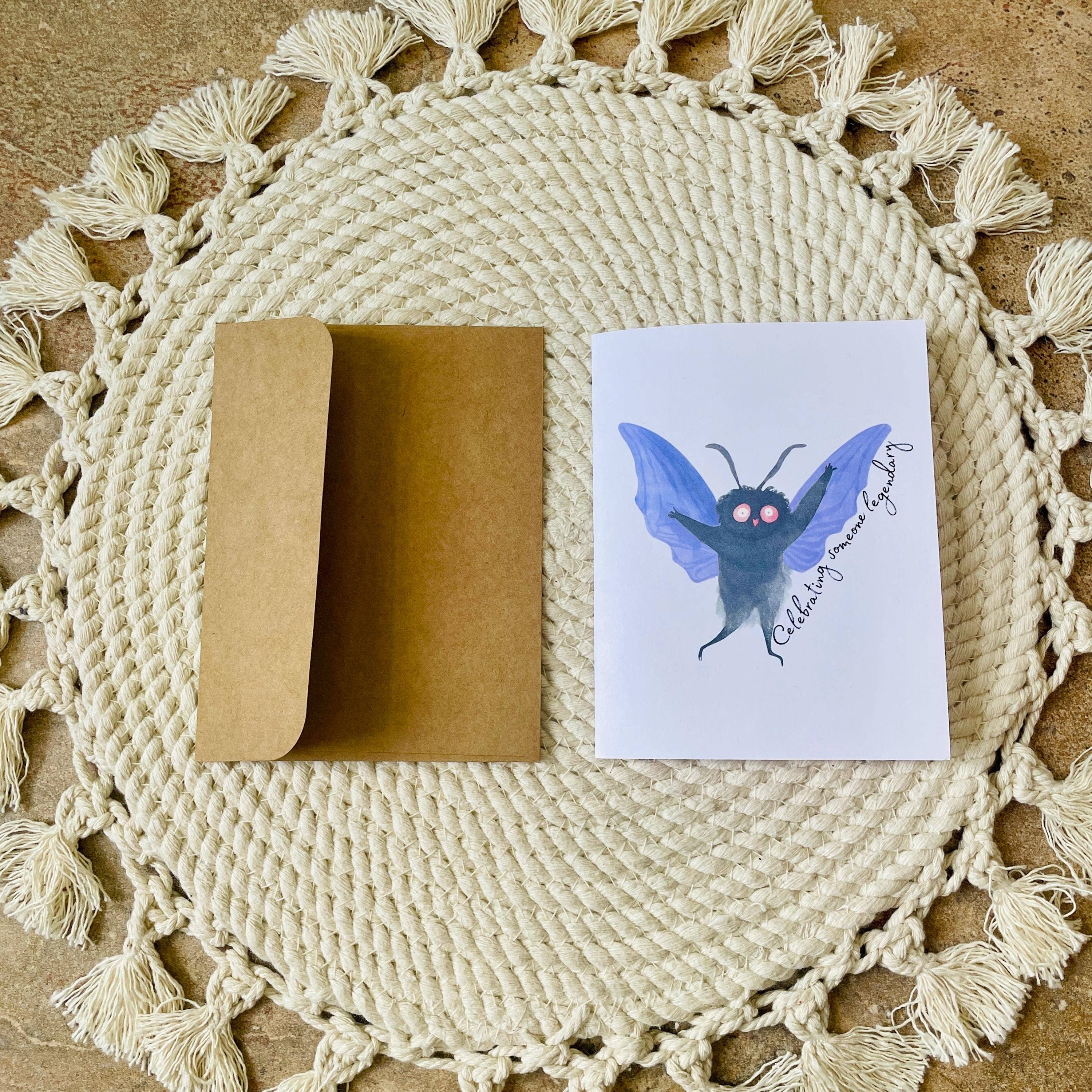 Cryptic Paper Co. - Wholesale Everyday Greeting Card - Cute Mothman Fairy Cryptid Card For Birthday or Celebration 4