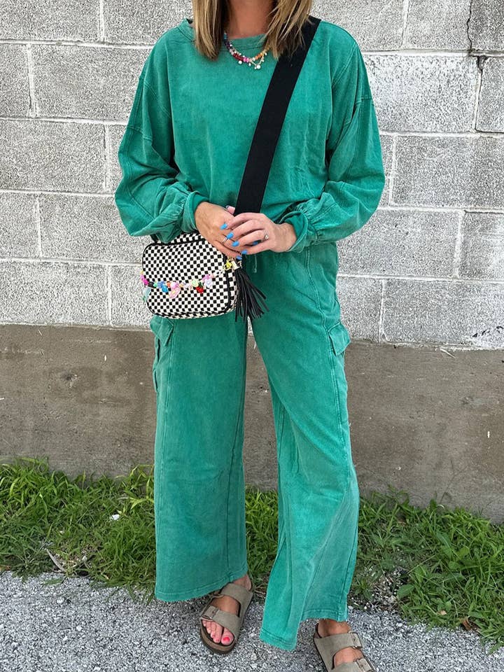 Lapis Solid Pullover Top and Pants Set for wholesale on Faire