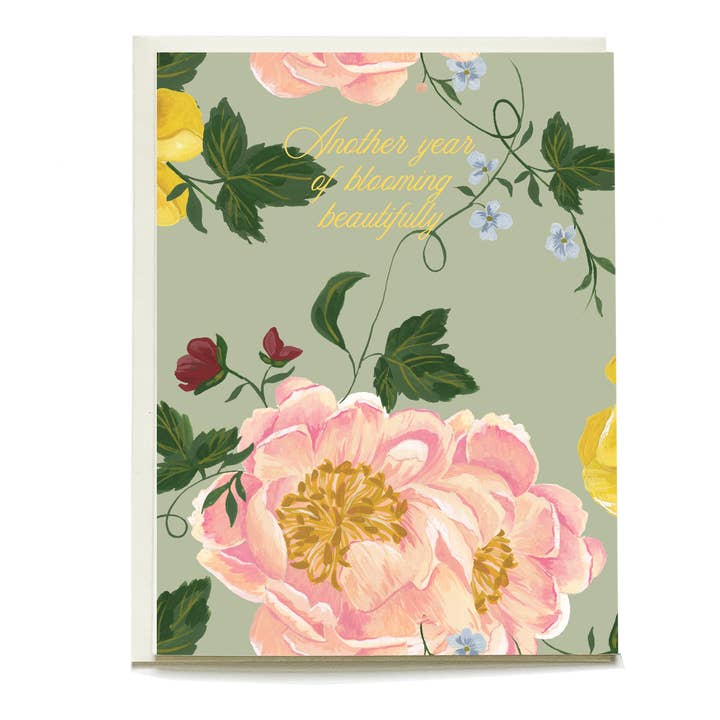 Biglietto di auguri di compleanno con rose da giardino per la vendita all'ingrosso da parte di Pen + Pillar