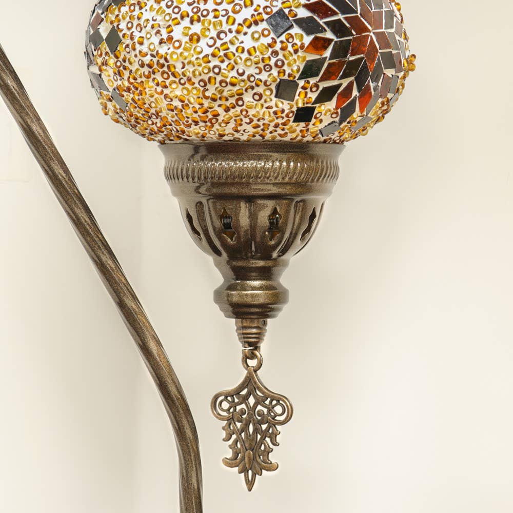 Natures Artifacts Inc - Wholesale Accent/Desk Lamp - Swan Neck Lamp with Handmade Gold Mosaic Glass7