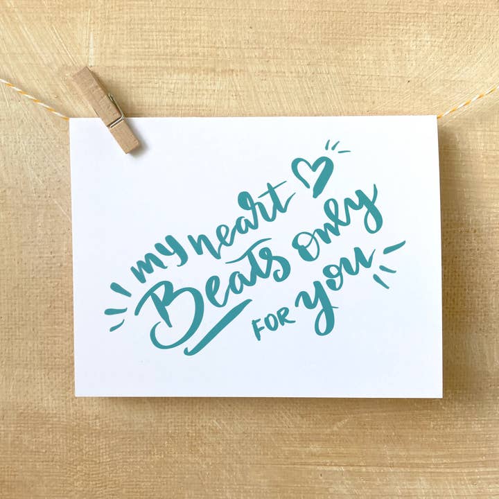 My Heart Beats Only for You, Blank Inside Card for wholesale by EAM Art Shop
